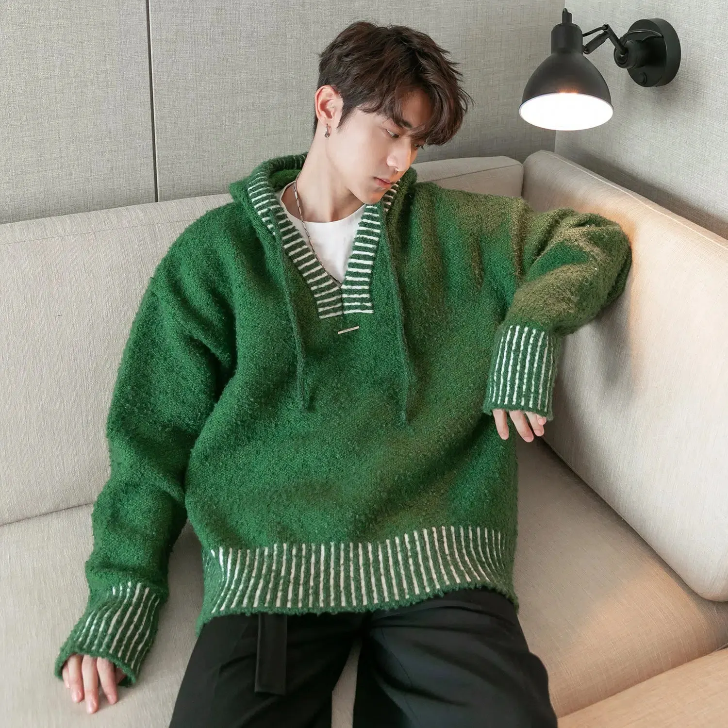 Maxct V-Neck Hooded Sweater