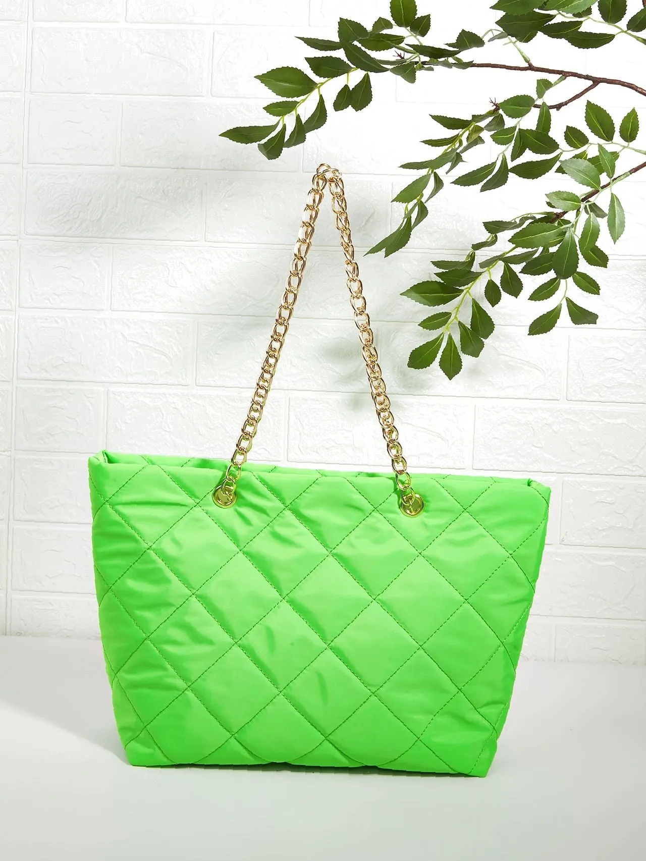 Maxct - Quilted Embossed Chain Shoulder Tote Bag  - Women Tote Bags
