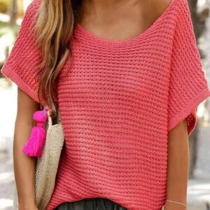 Maxct &Boat Neck Short Sleeve Sweater