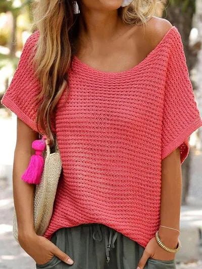Maxct &Boat Neck Short Sleeve Sweater