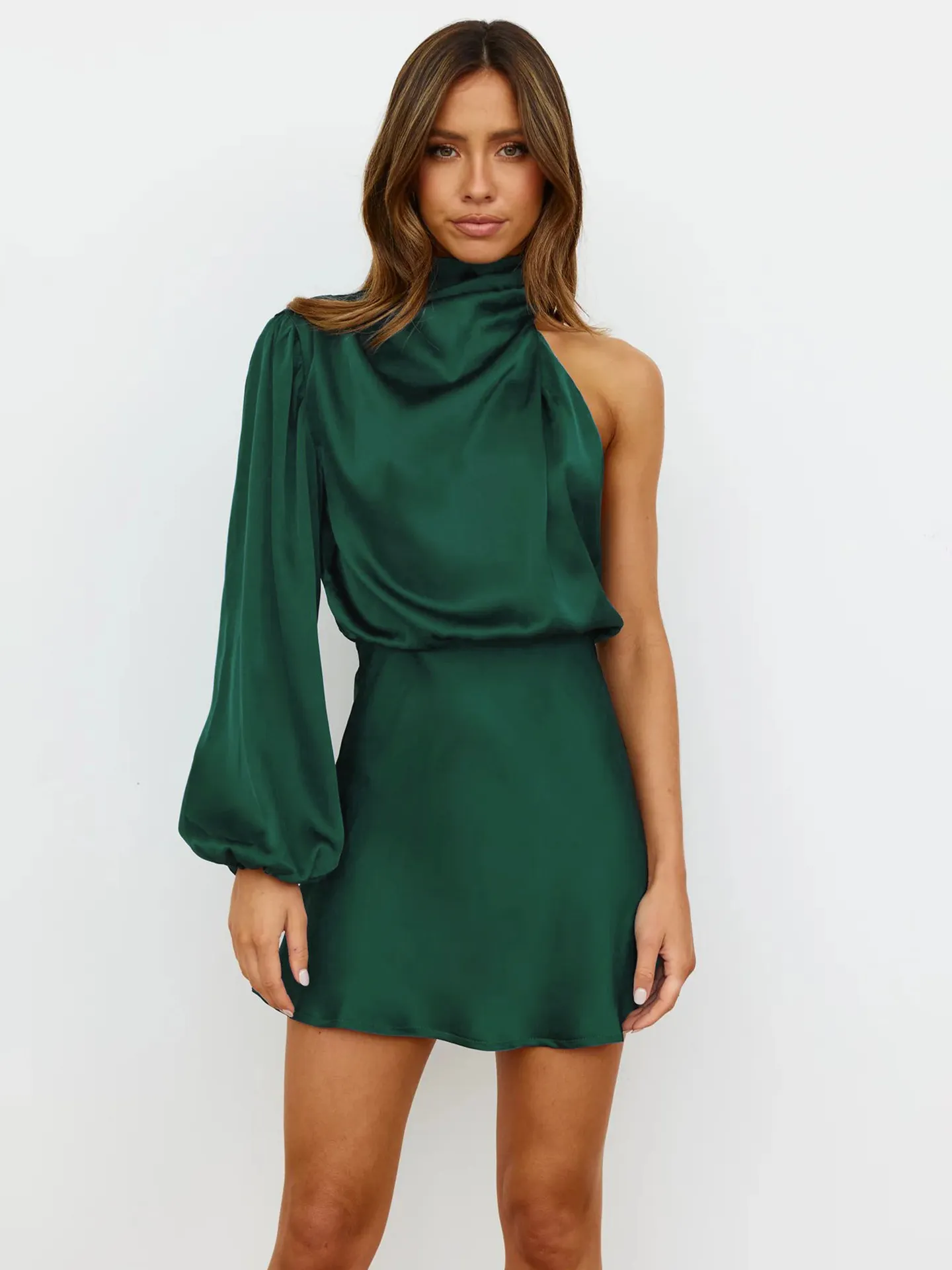 Evening Dress Fashion New Style Satin Drop Toast Dress One Shoulder Off Shoulder Elegant Women's Bridesmaid Dress