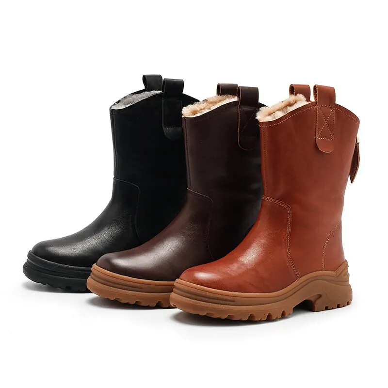 Womens Short Boots Snow Boots Have Fleece Lined for Cold Winter Maxct