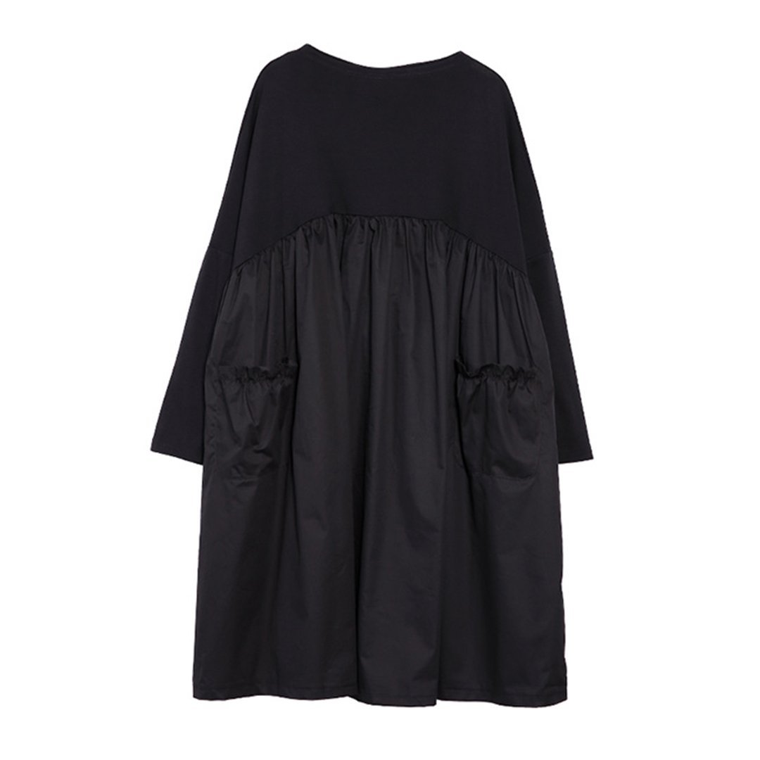 Maxct Solid Color Ruffled Pockets Dresses