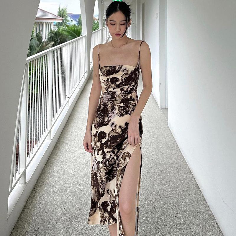 Maxct Style Hot Women's 2024 Summer New Fashion Printing Sexy Backless Lace Dress Manufacturers Wholesale