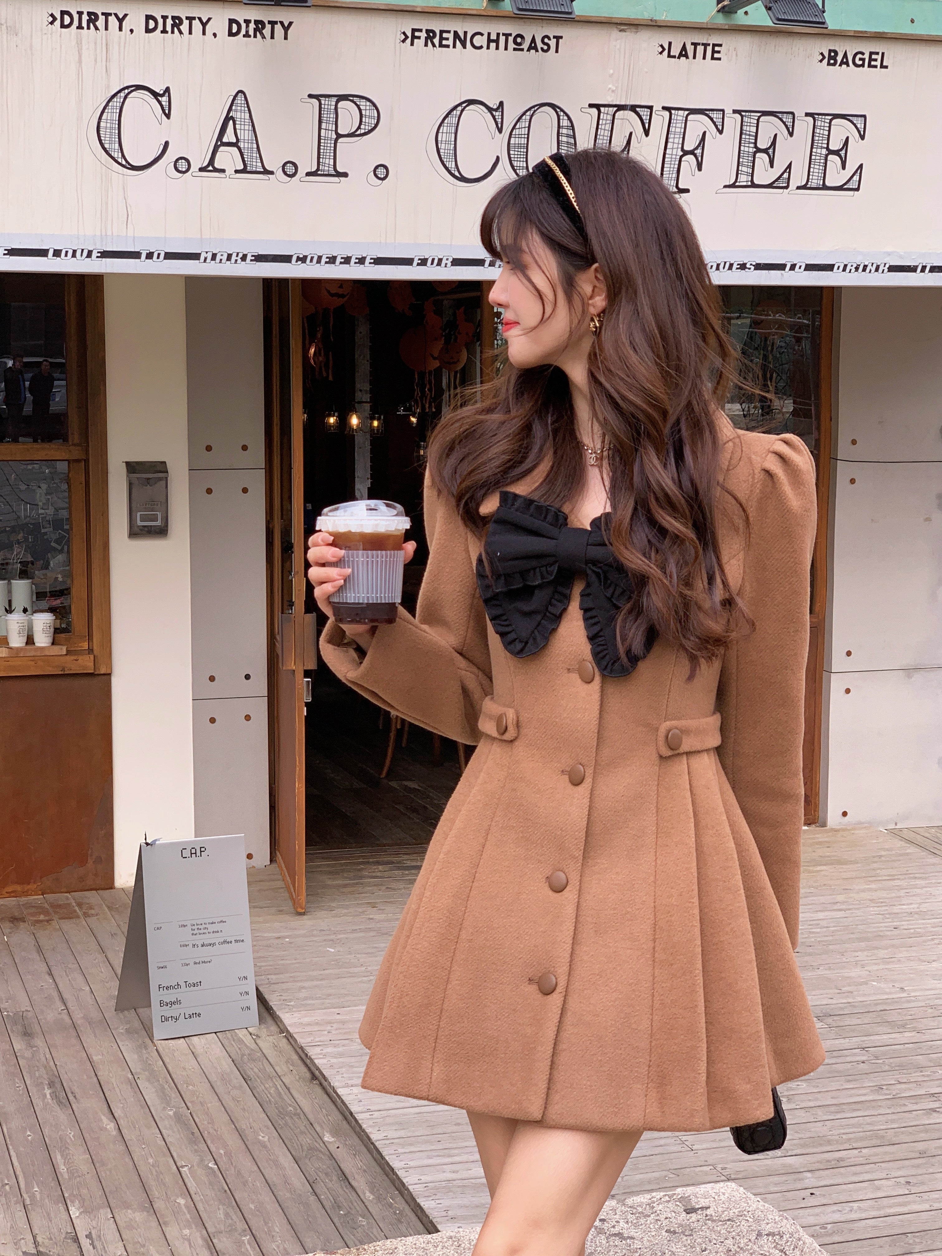Sweet Bow Dress Coat Maxct