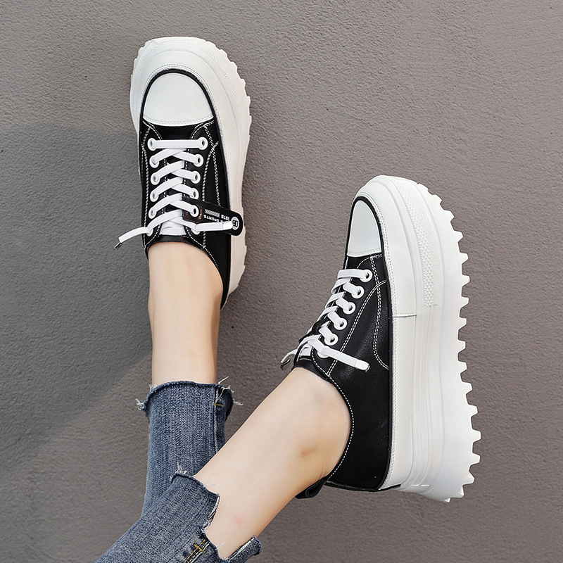 Platform Leather Sneaker Pumps for Women - true-deals-club