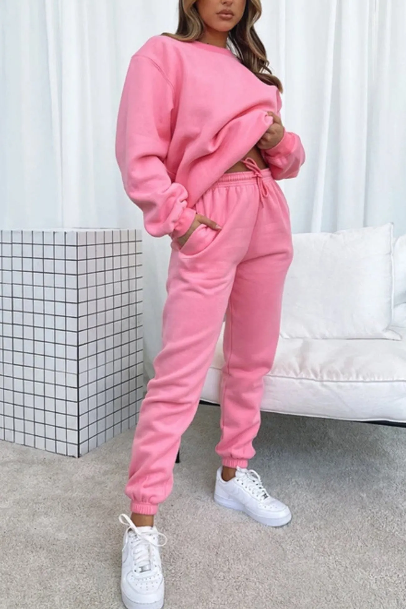 Maxct Solid Sweatshirt Pants Set