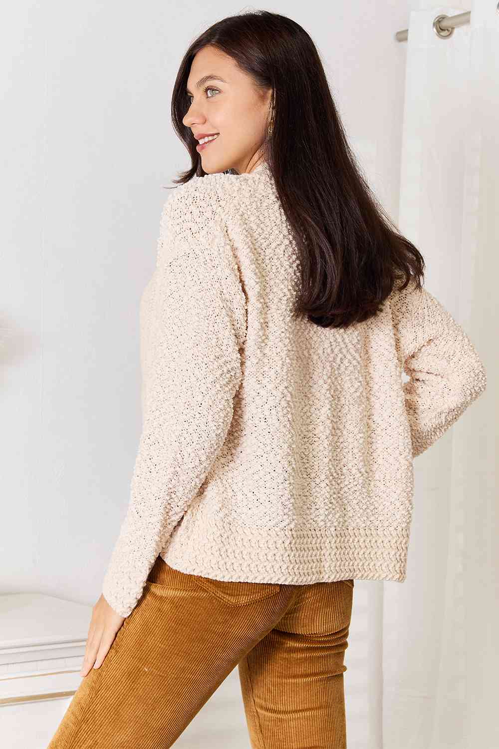 Maxct &Double Take Open Front Long Sleeve Cardigan