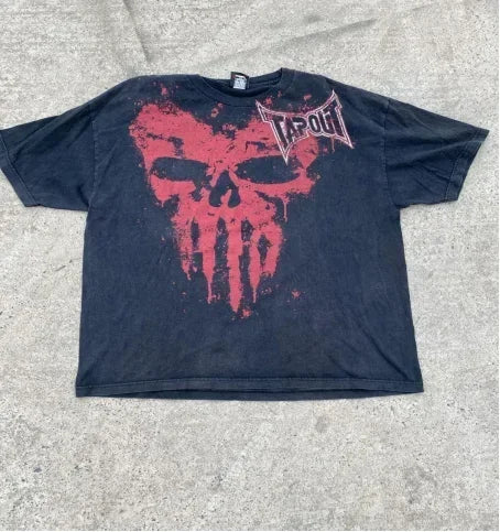 Maxct Woman T Shirt Aesthetic Clothes Gothic Y2k Korean Goth Grunge Letter Graphic Printed Summer Female O Neck Cotton Lady Tops