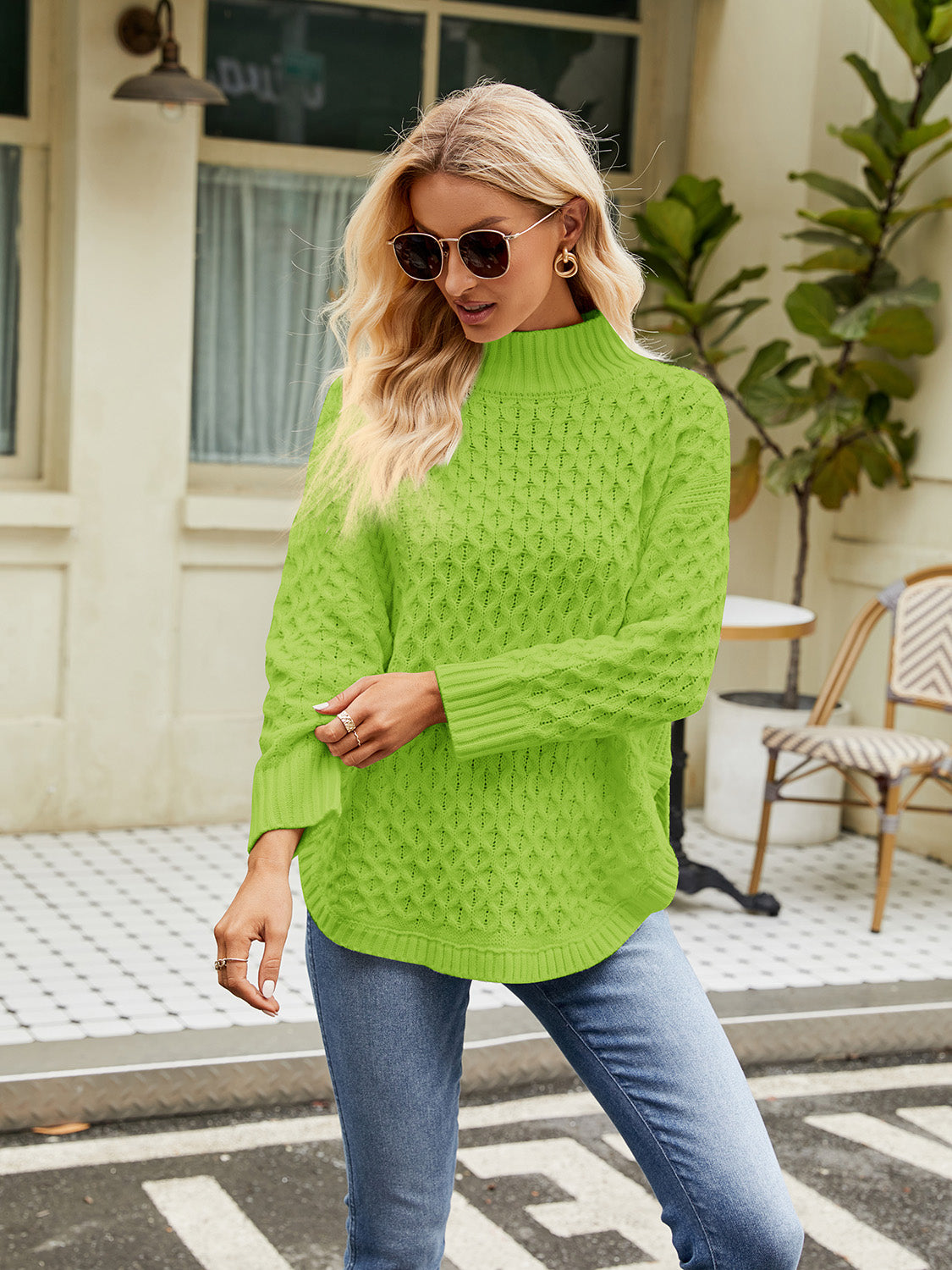 Maxct &Mock Neck Slit Sweater