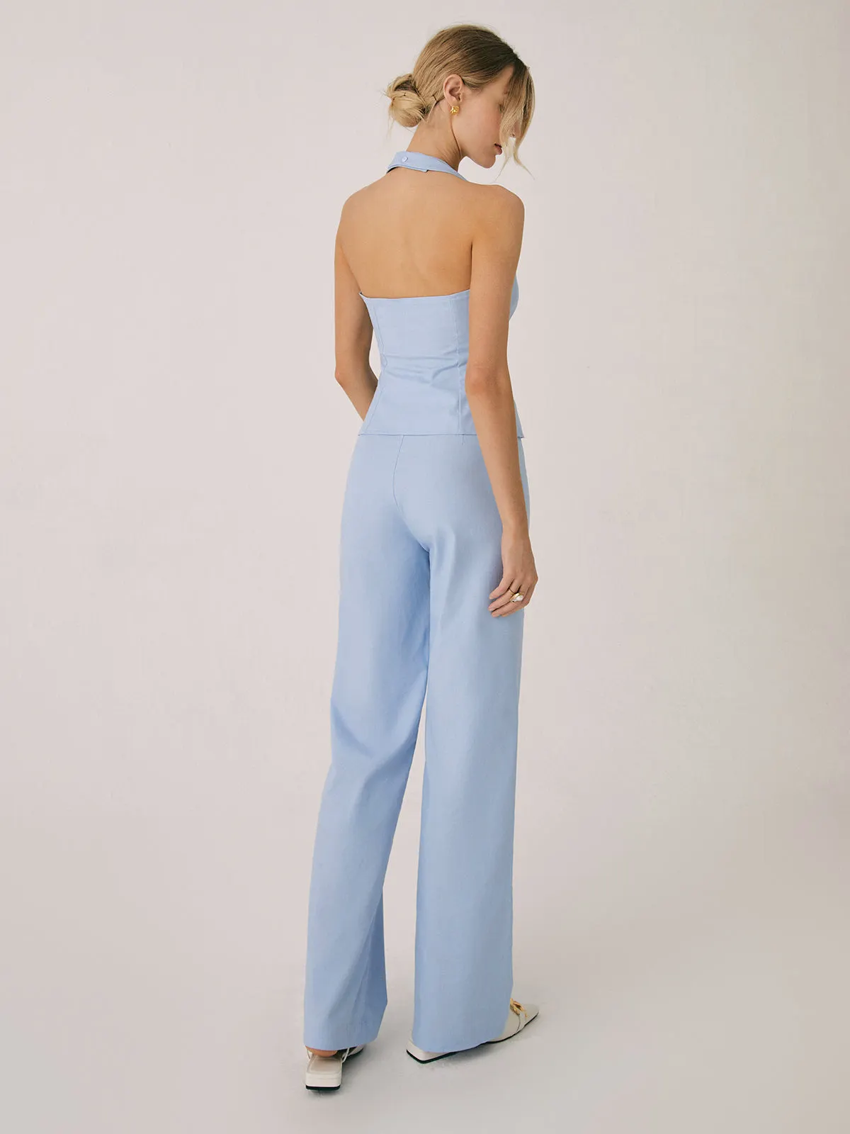 Maxct Cotton & Linen Vest With Straight Leg Pants Set