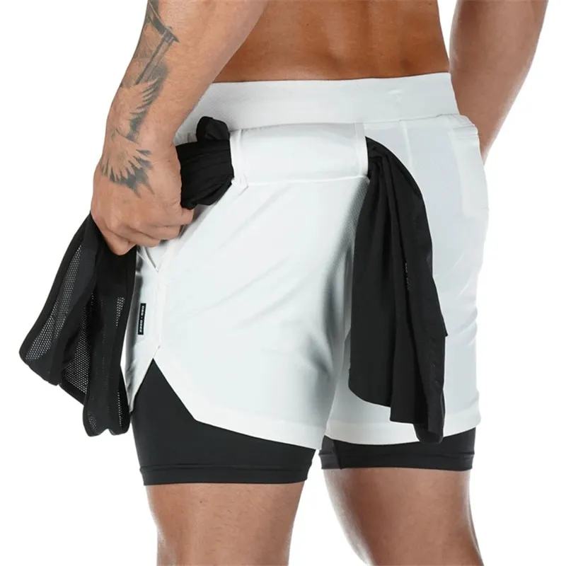 Men's 2-in-1 Running Shorts: Quick Dry Fitness Workout - true deals club