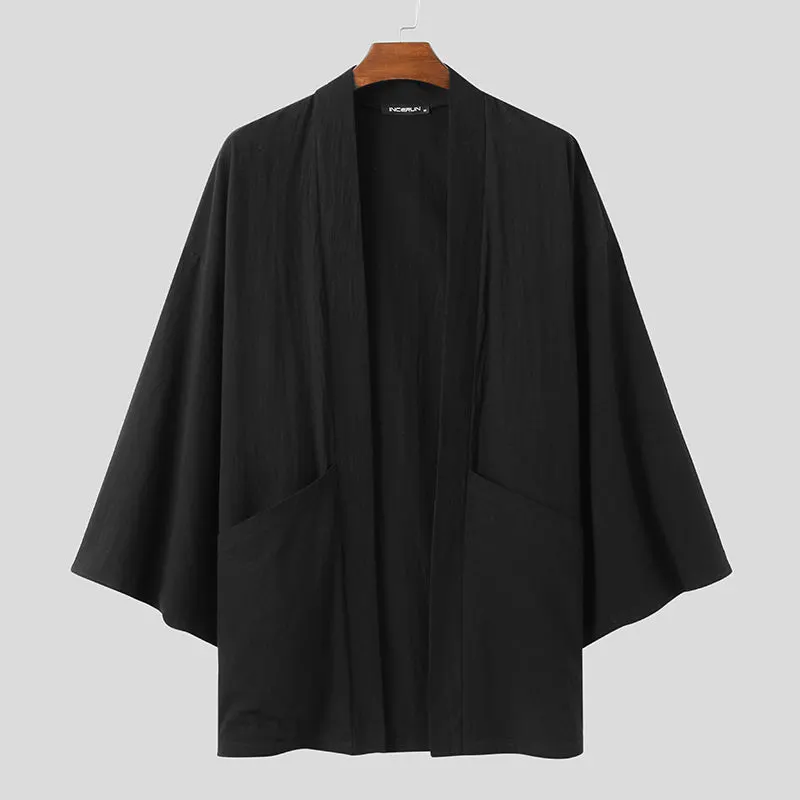 Maxct - Mens Long Sleeve Cotton Linen Baggy Cardigan JacketG