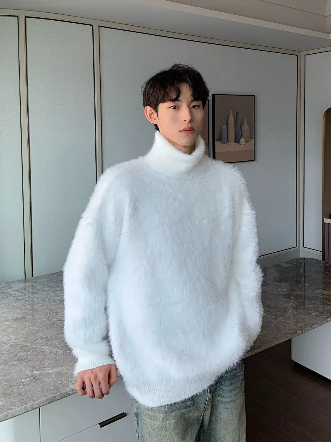 Maxct Furry Faux Mink Turtleneck Sweater