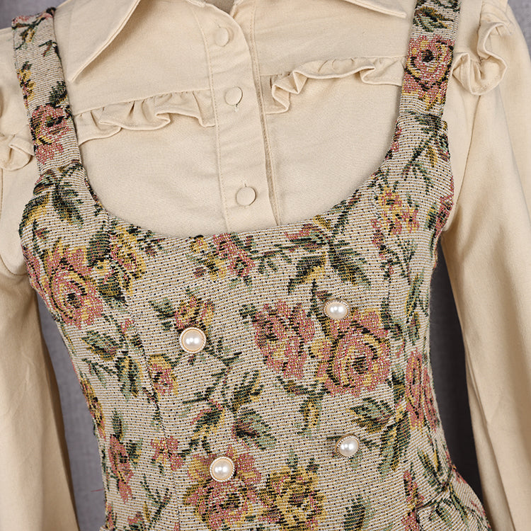Rustic Floral Twofer Dress Maxct