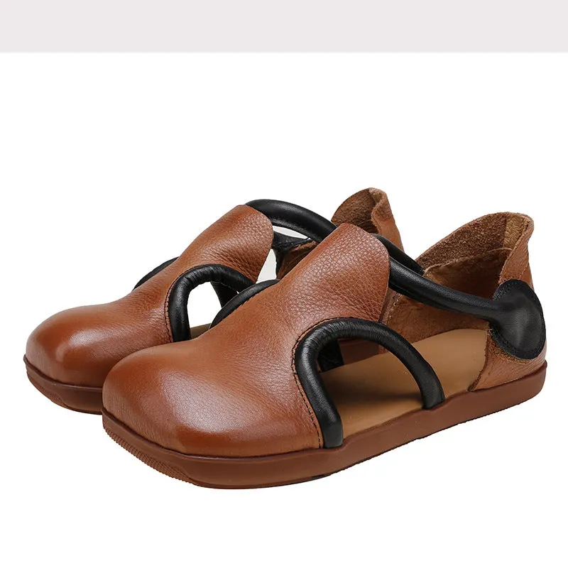Vintage Niche Leather Flat Sandals Maxct