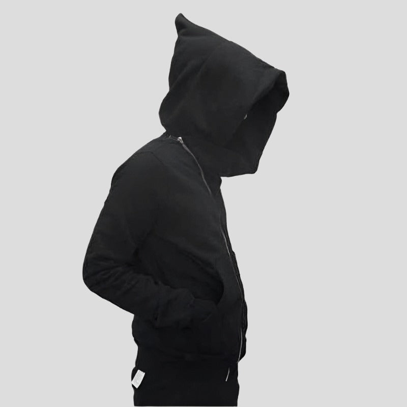 Unisex Full Zipper Harajuku Black Hoodie Maxct