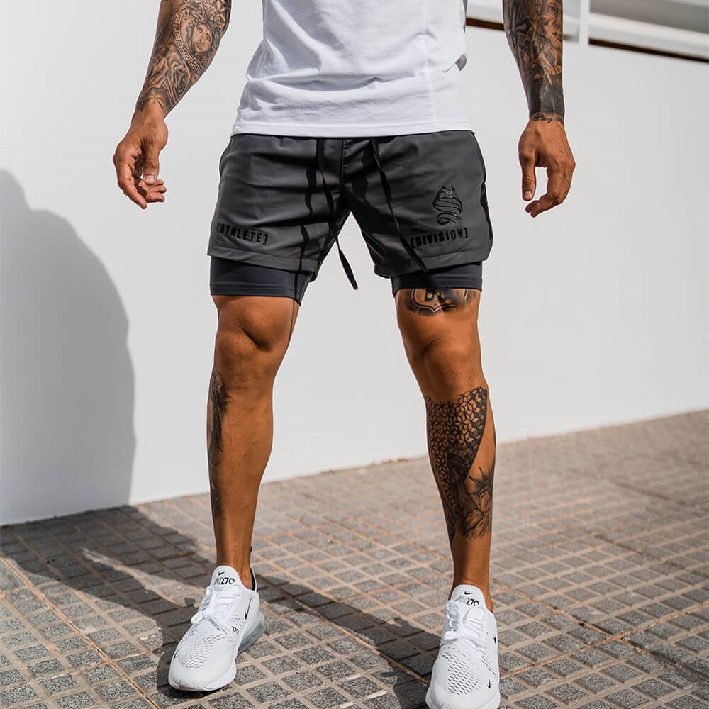 Men's 2-in-1 Quick Dry Gym Shorts - Breathable. Double-Deck. Running - true deals club
