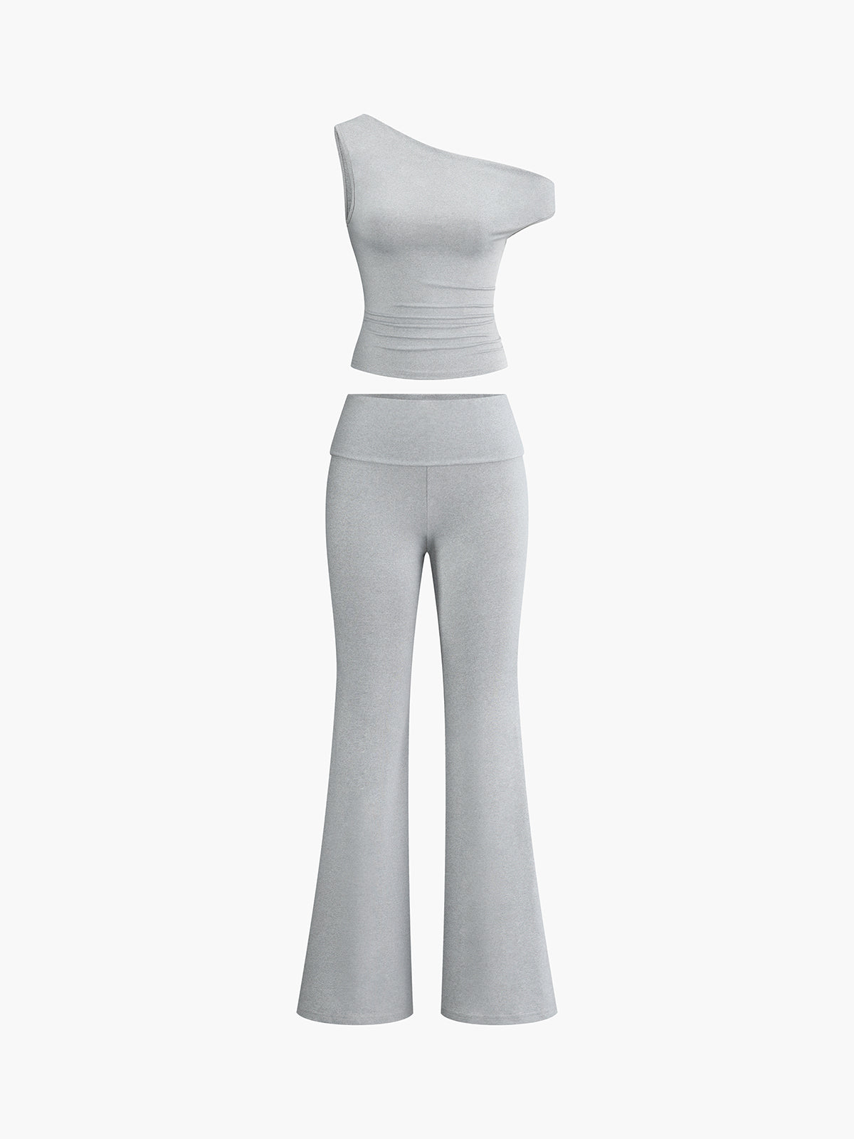 Maxct Asymmetrical Neck One Shoulder Off Top With Pants Set
