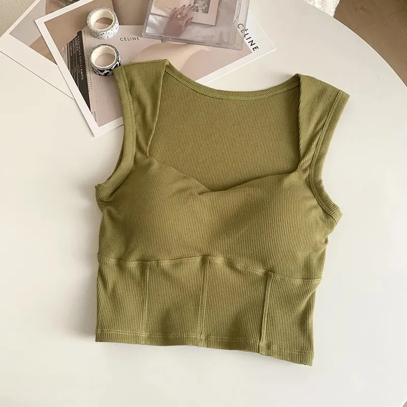 Maxct &Corduroy Square Neck Crop Top