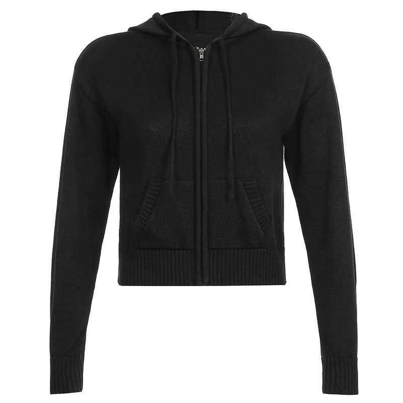 Maxct Slim Zipper Casual Hooded Sweater