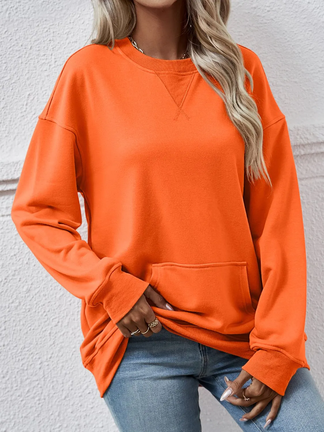 Maxct &Round Neck Long Sleeve Sweatshirt