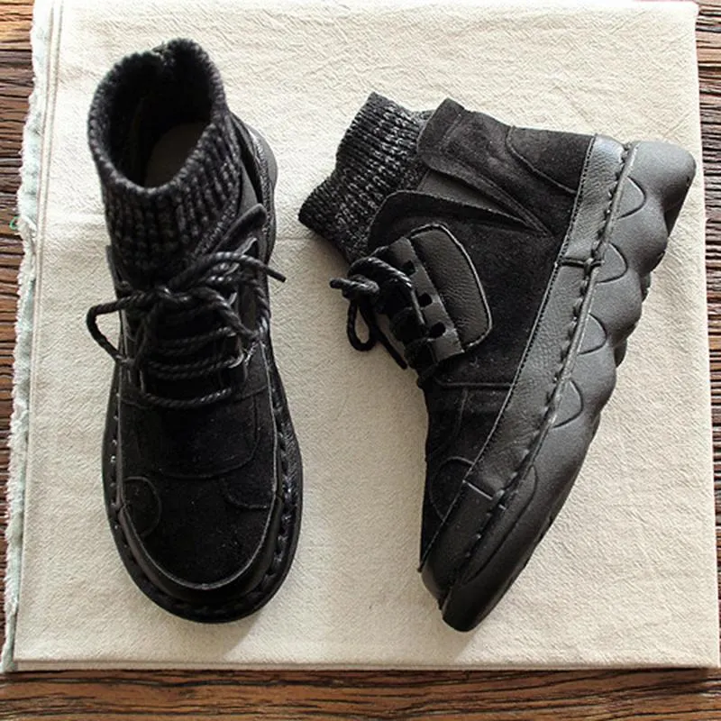 Maxct Women Handmade Velvet Retro Women Boots