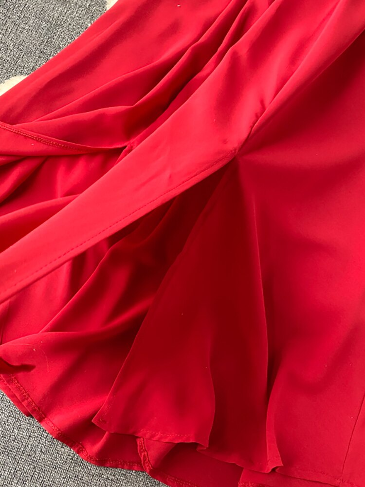 Maxct High Waist Slash Neck Women Long Dress Elegant Big Swing A-line Vestidos Verano Vintage Green/Red Party Robe For Female