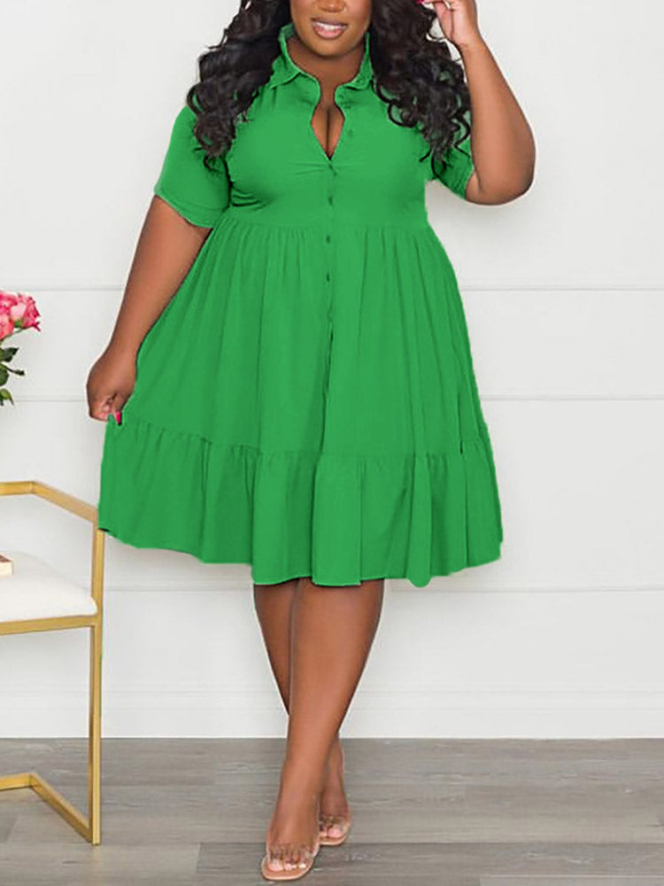 Casual Solid Button Shirt Dresses Maxct