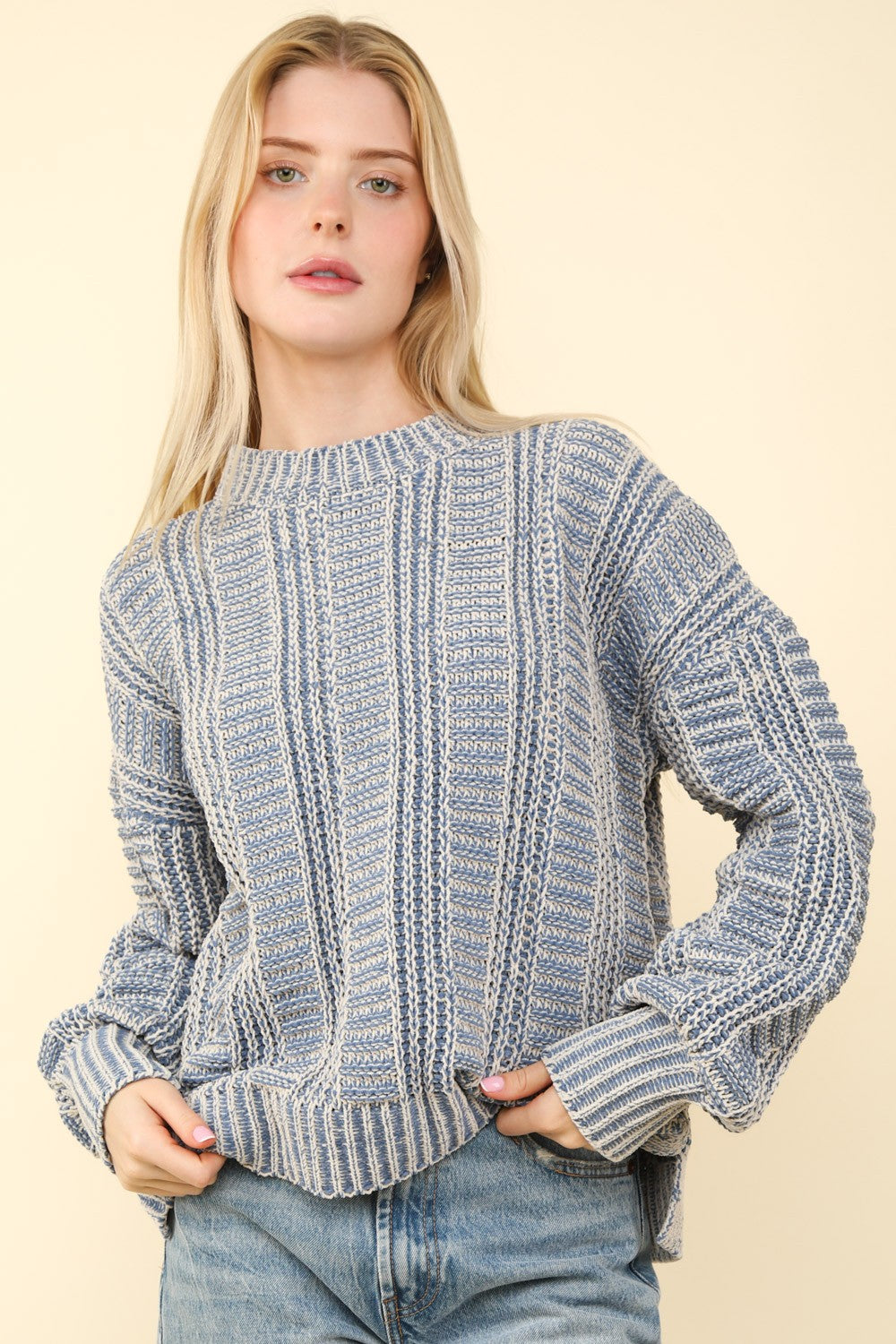 Maxct &VERY J Two Tone Long Sleeve Sweater