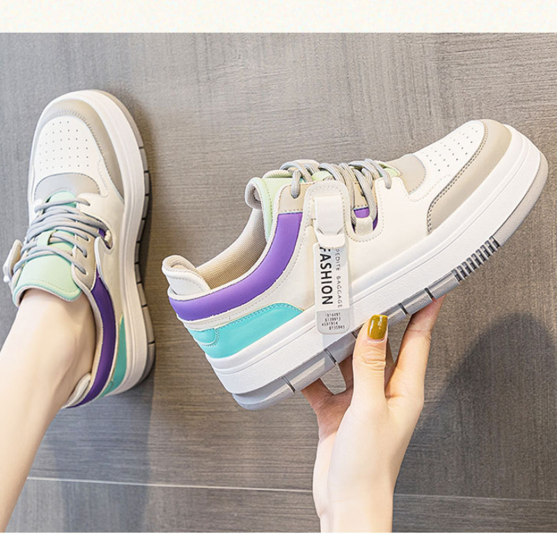 Women's  5cm Leather Wedge Sneakers - true deals club
