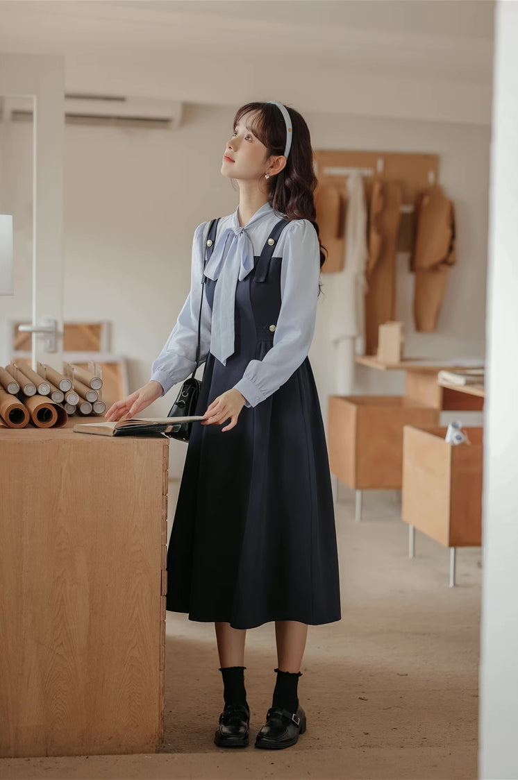 Tie Neck Twofer Midi Dress Maxct