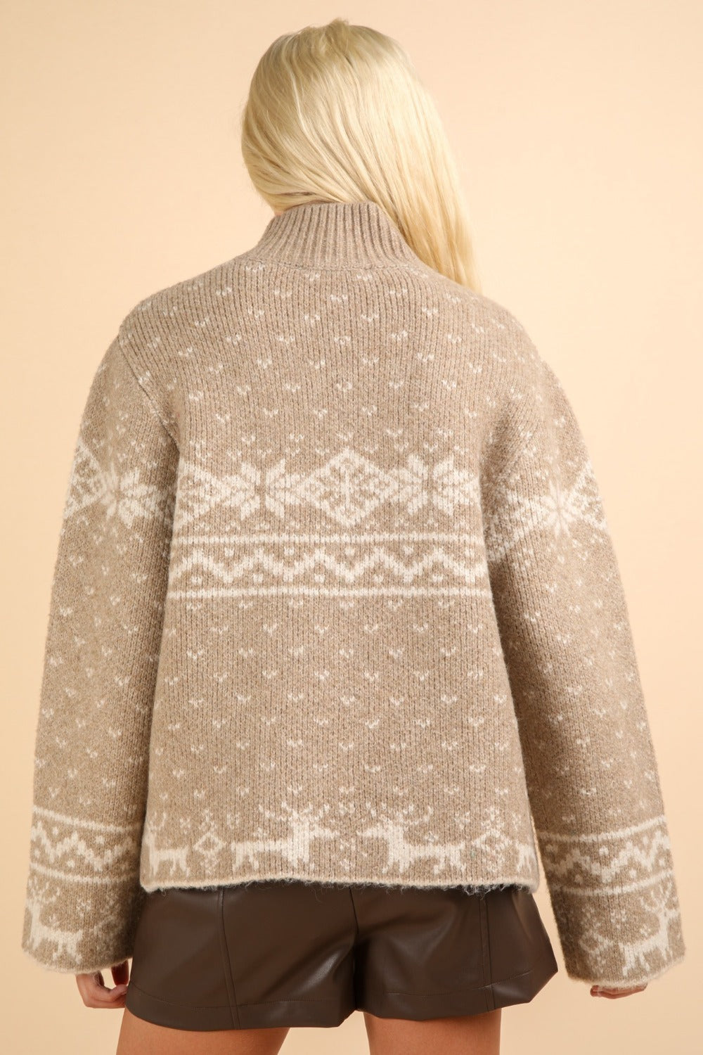 Maxct &VERY J Christmas Element Mock Neck Long Sleeve Sweater