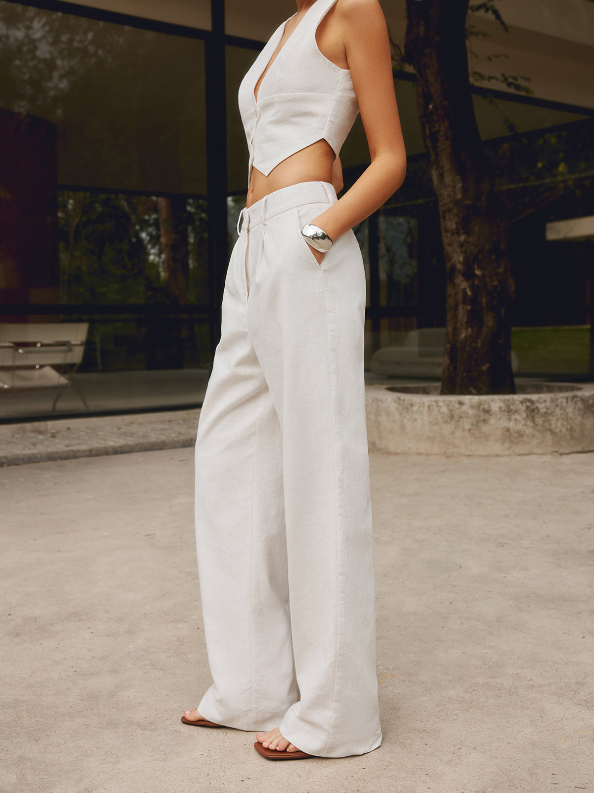 Maxct Cotton & Linen Straight Leg Pants