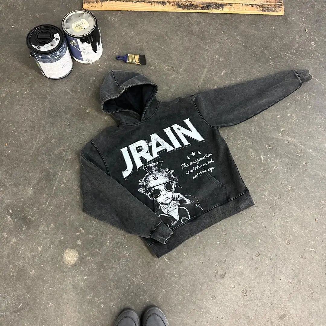 Maxct Vintage Anime Hoodie Streetwear Hip Hop Embroidery Patch Washed Hooded Sweatshirt Y2k Men Women Fashion Loose Hoodies Vintage