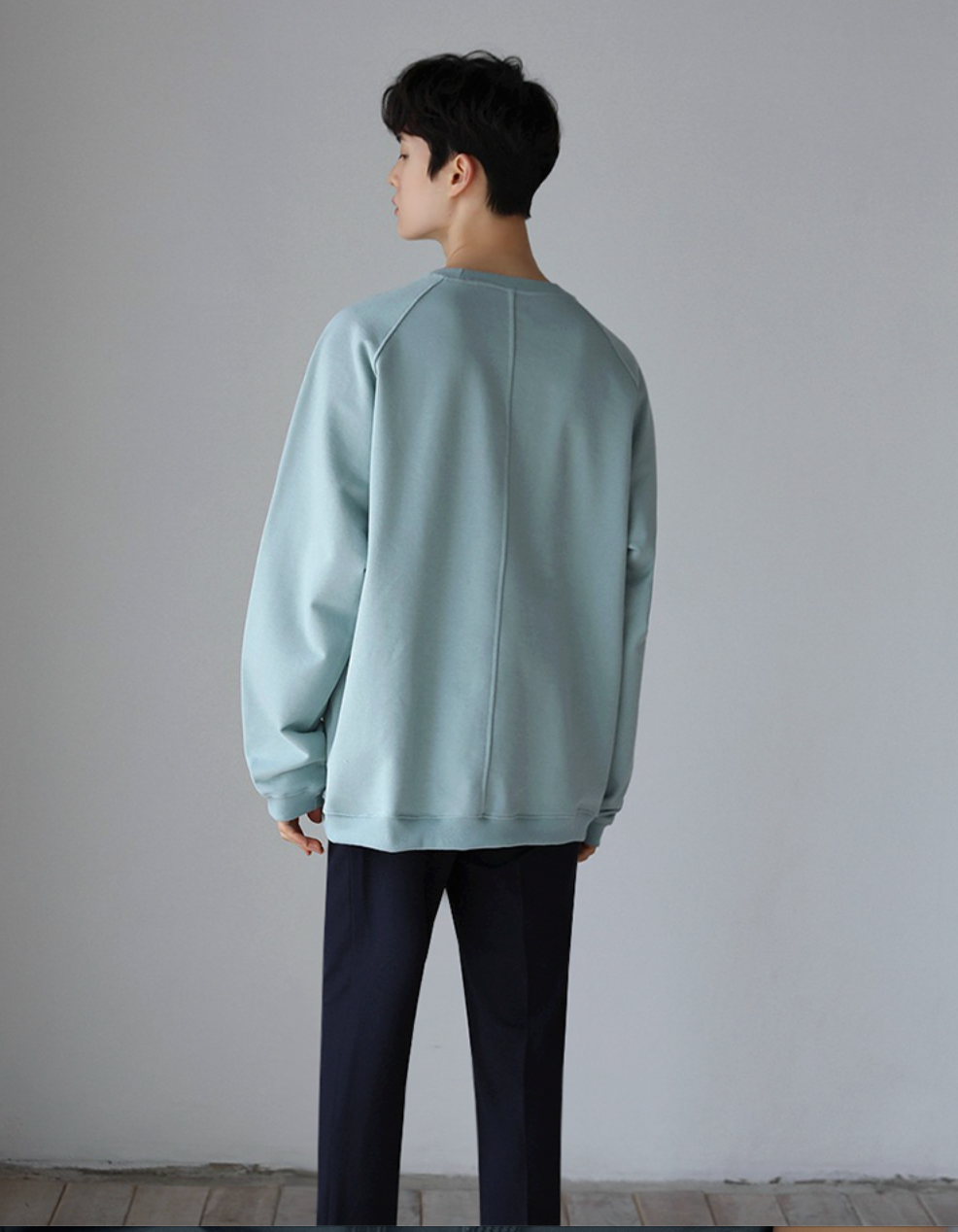 Maxct Blue Cotton Round Neck Sweater