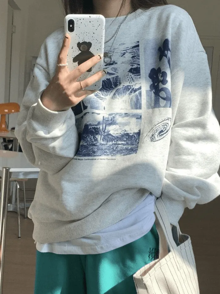 Maxct Landscape Print Crew Sweatshirt