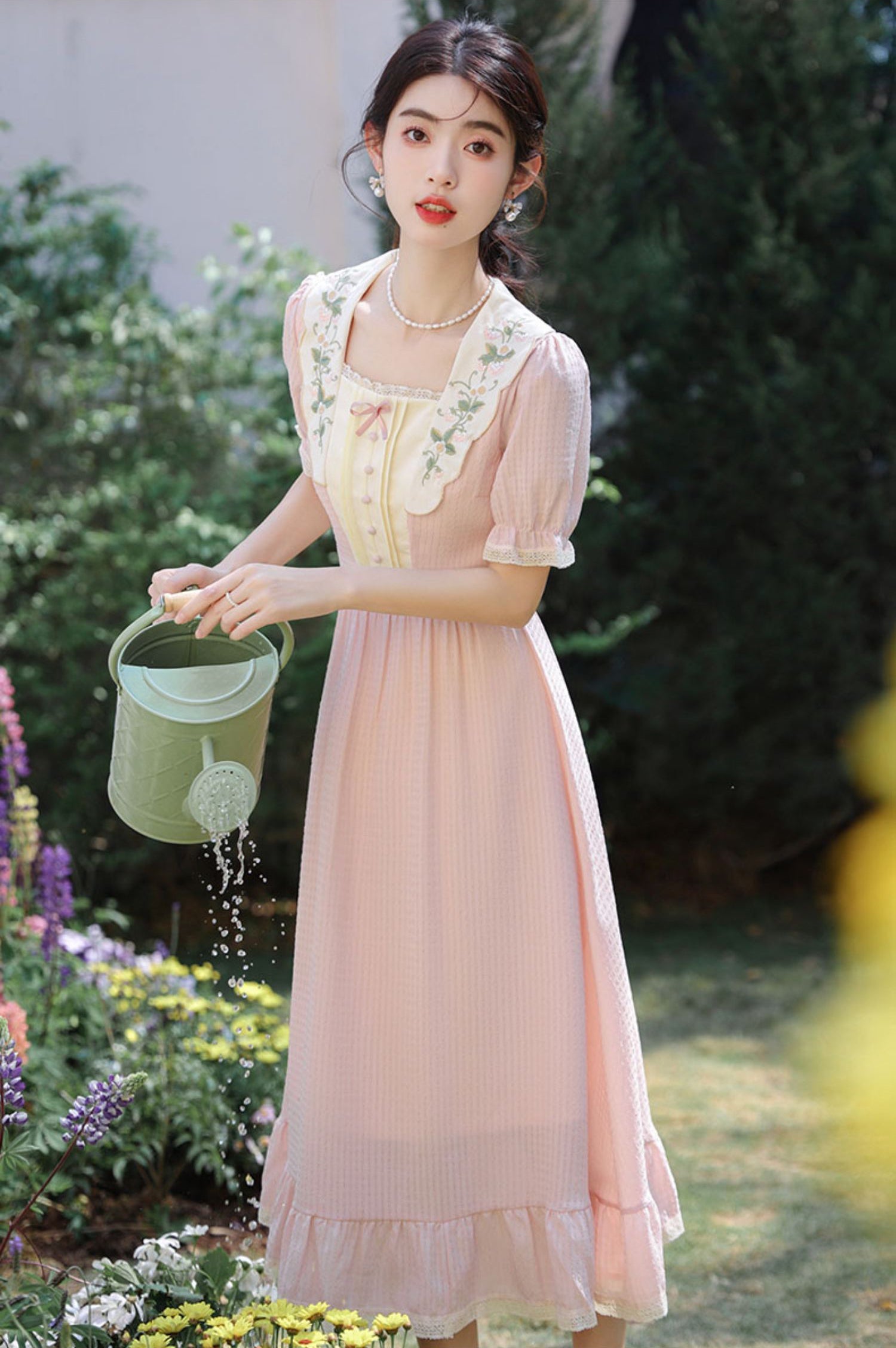 Sweet Floral Embroidered Midi Dress Maxct