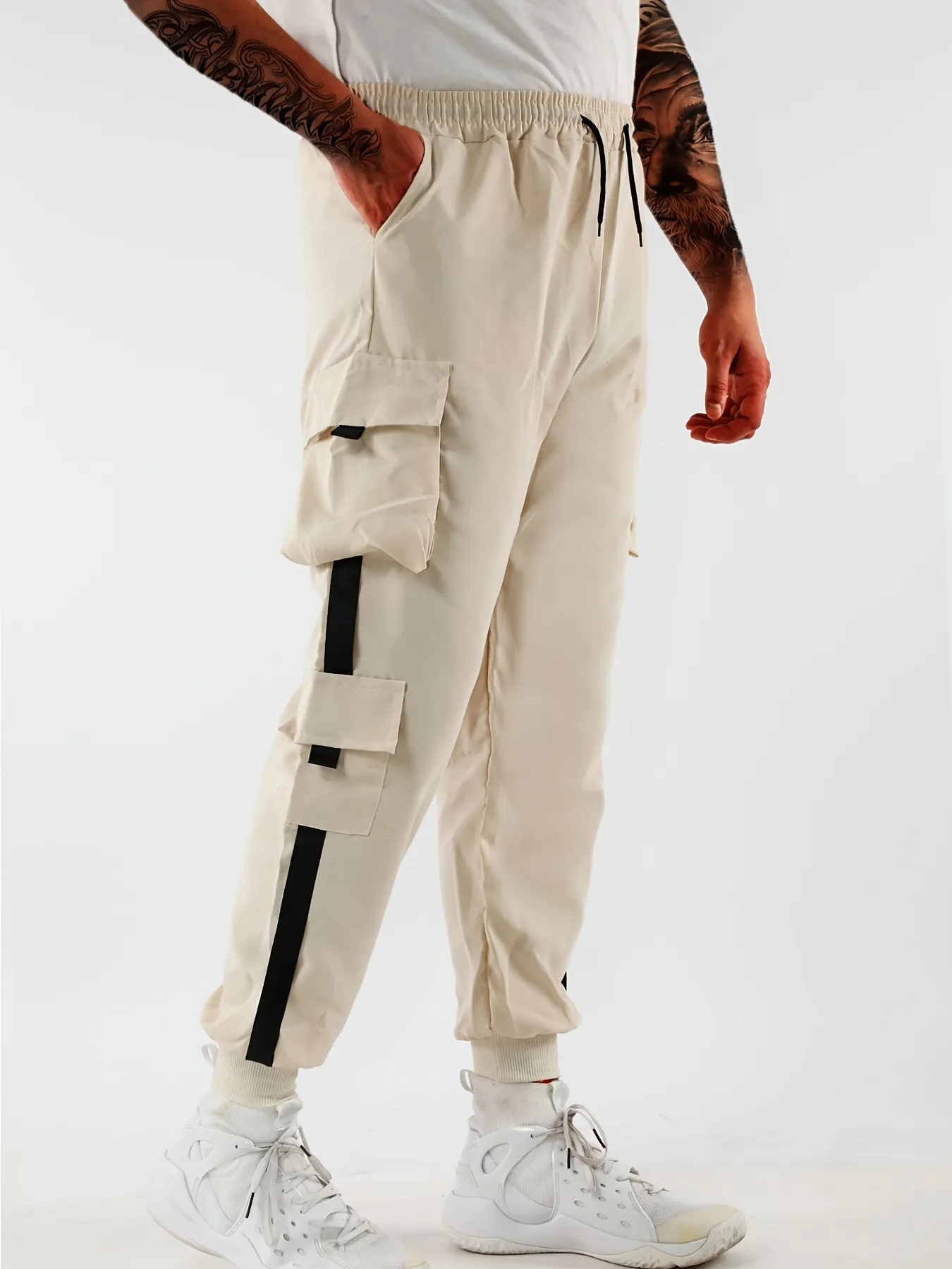Classic Design Multi Flap Pockets Cargo Pants, Men's Casual Techwear Drawstring Cargo Pants Hip Hop Joggers For Autumn Summer Outdoor