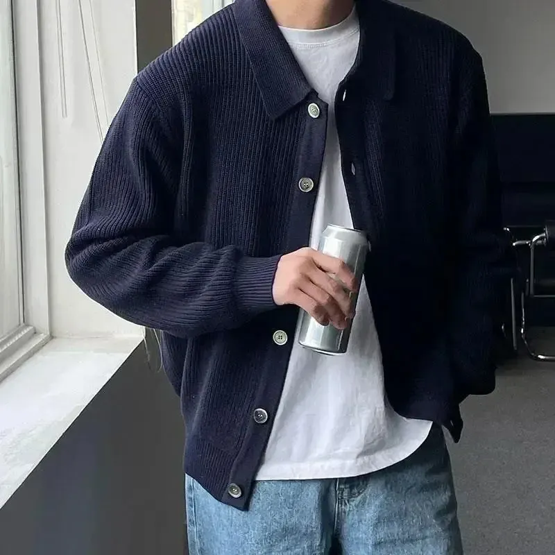 Maxct Men Sweater Coat Korean Fashion Knitted Coats Men Streetwear Slim Fit Casual Cardigan Coats