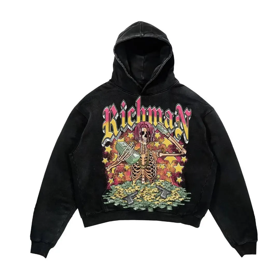 Maxct Y2K Women's Men's Hoodies Clothing Long Sleeve Pullover Sweatshirt Streewear Oversize hi-pop tops Hooded Shirt kpop hot drilling