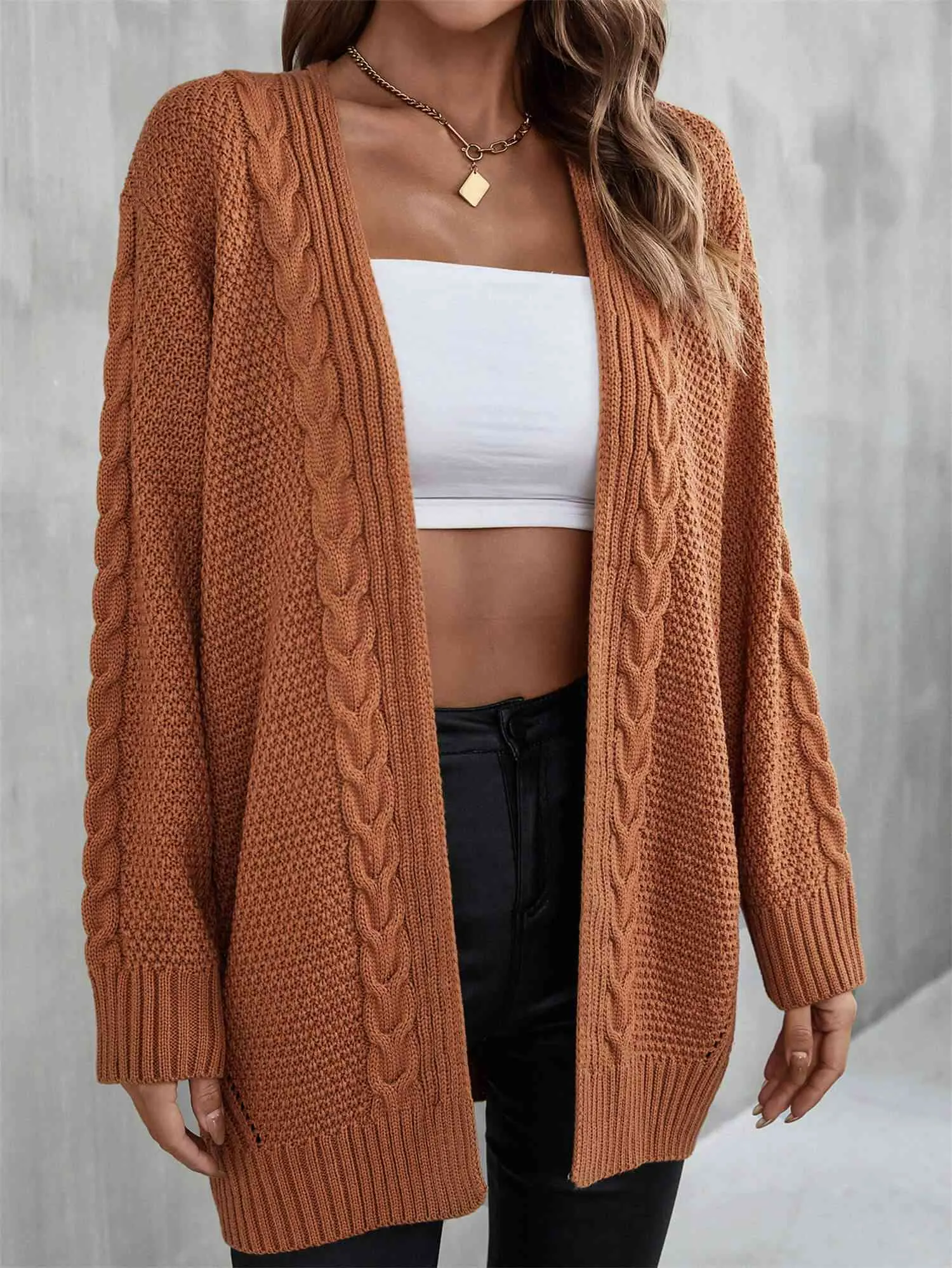 Maxct &Mixed Knit Open Front Longline Cardigan