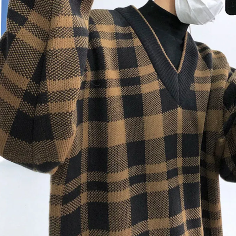 Maxct Retro Loose V-neck Pullover Sweater