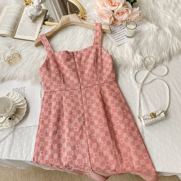 Heart Checkerboard Asymmetrical Dress Maxct