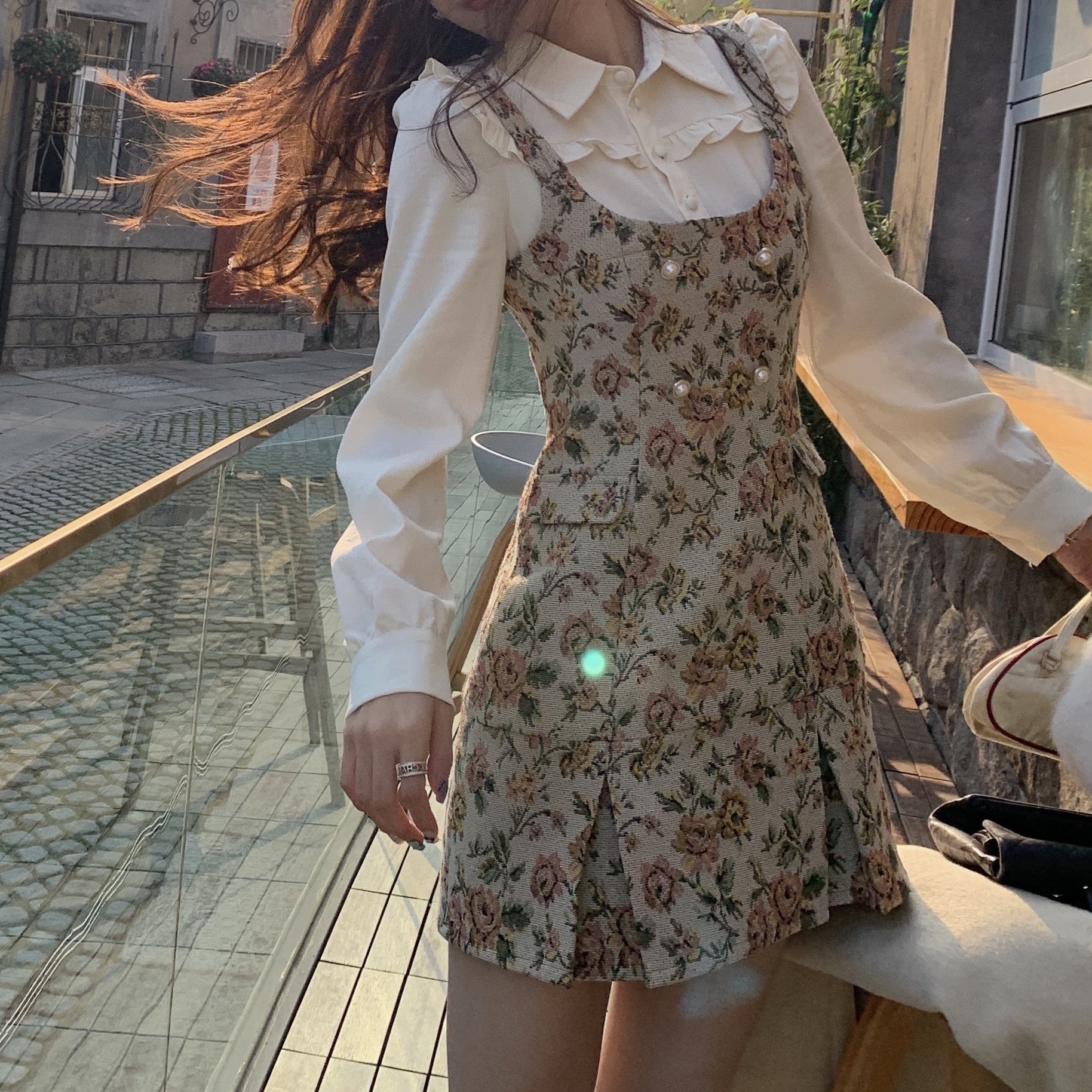 Rustic Floral Twofer Dress Maxct