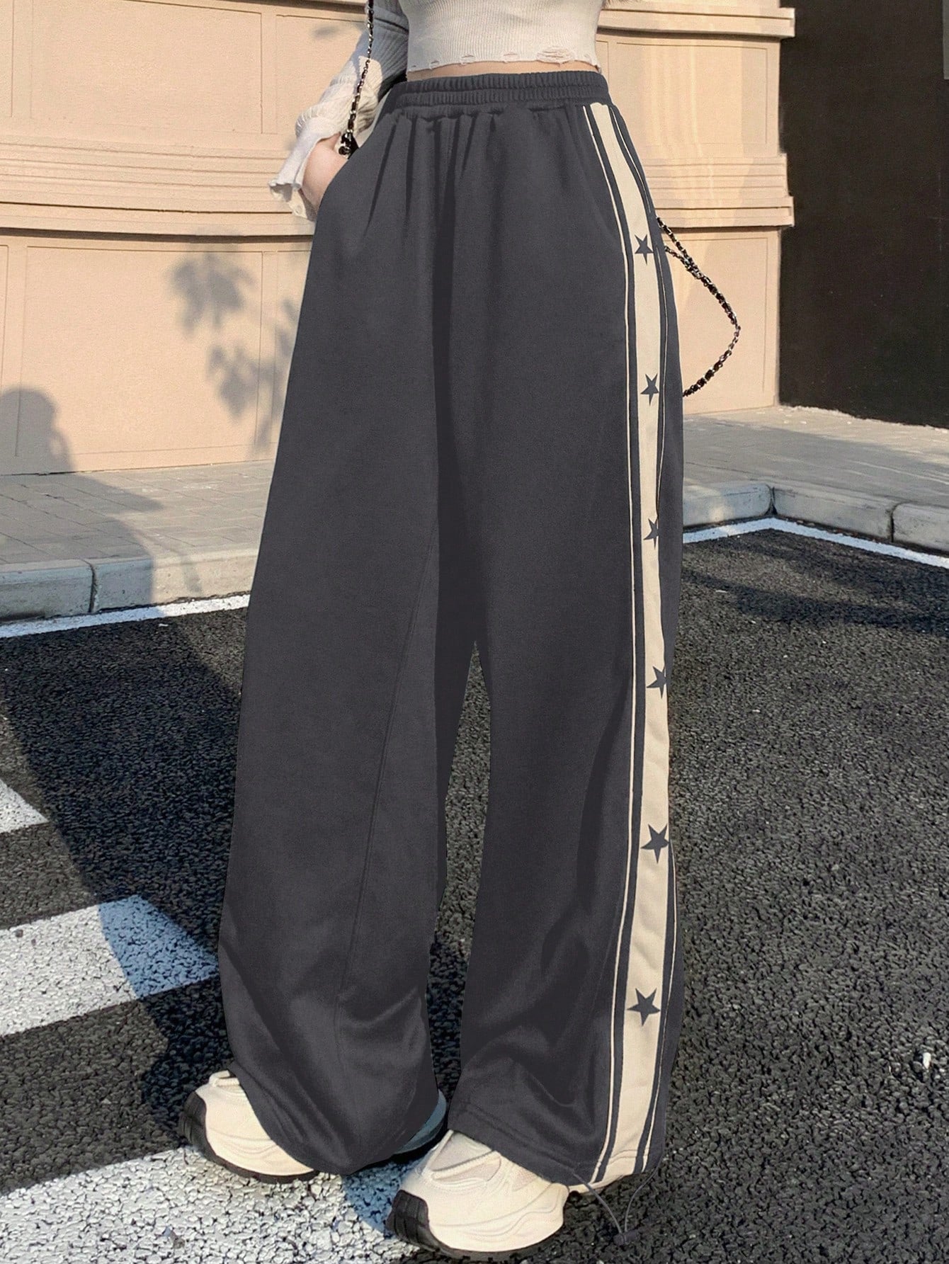 Maxct Women's Fashionable Star Pattern Contrast Color Sports & Casual Sweatpants