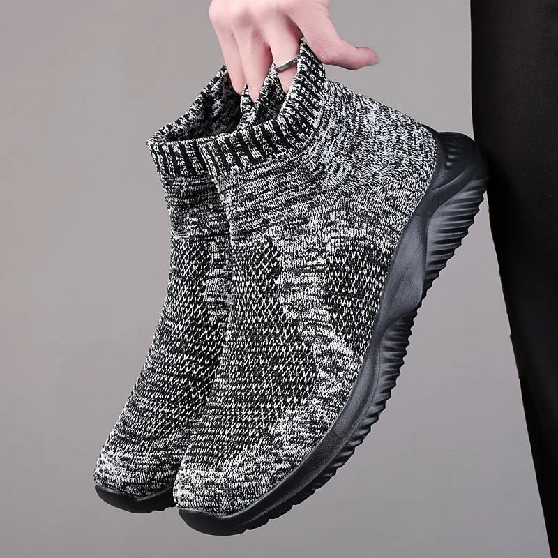 High Top Knit Air Mesh Sneaker Socks for Men Maxct