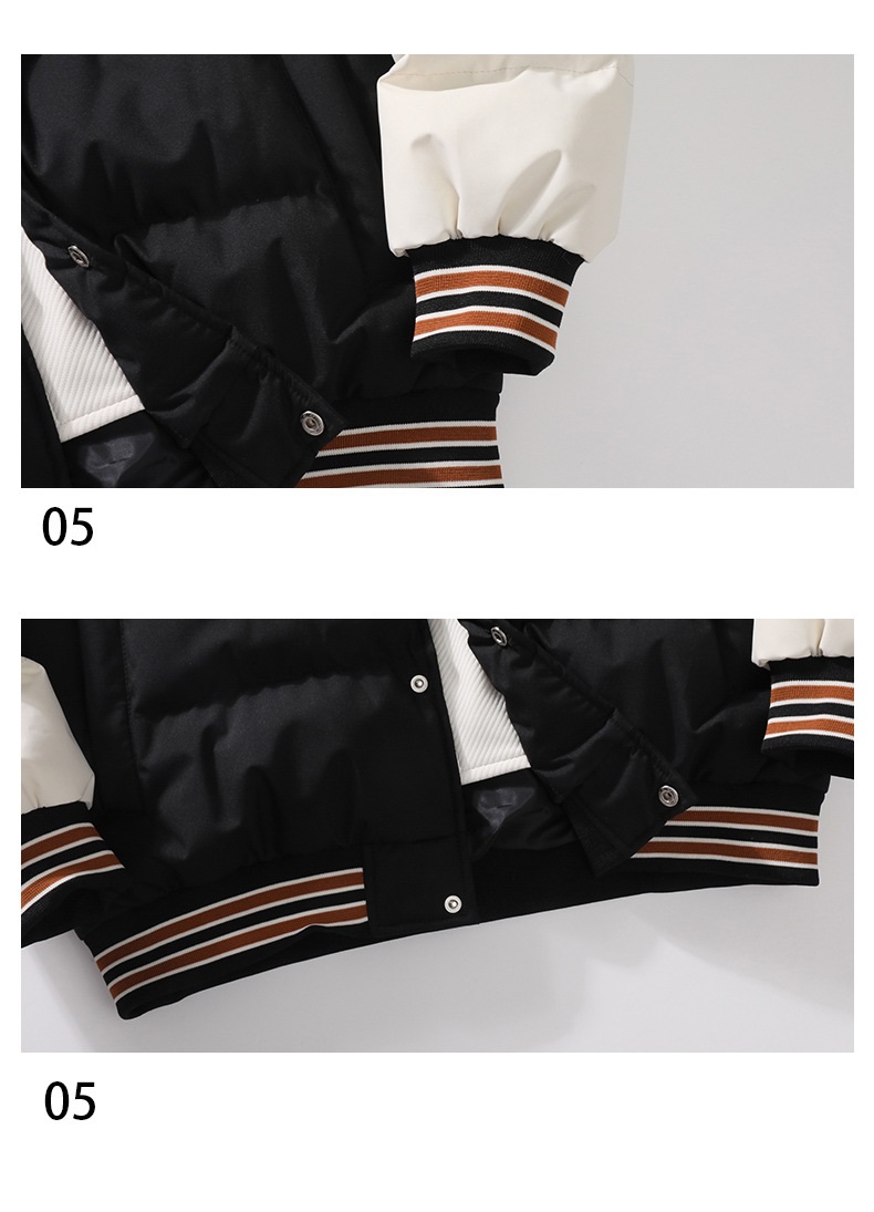 &Men's Embroidered Hooded Varsity Down Jacket