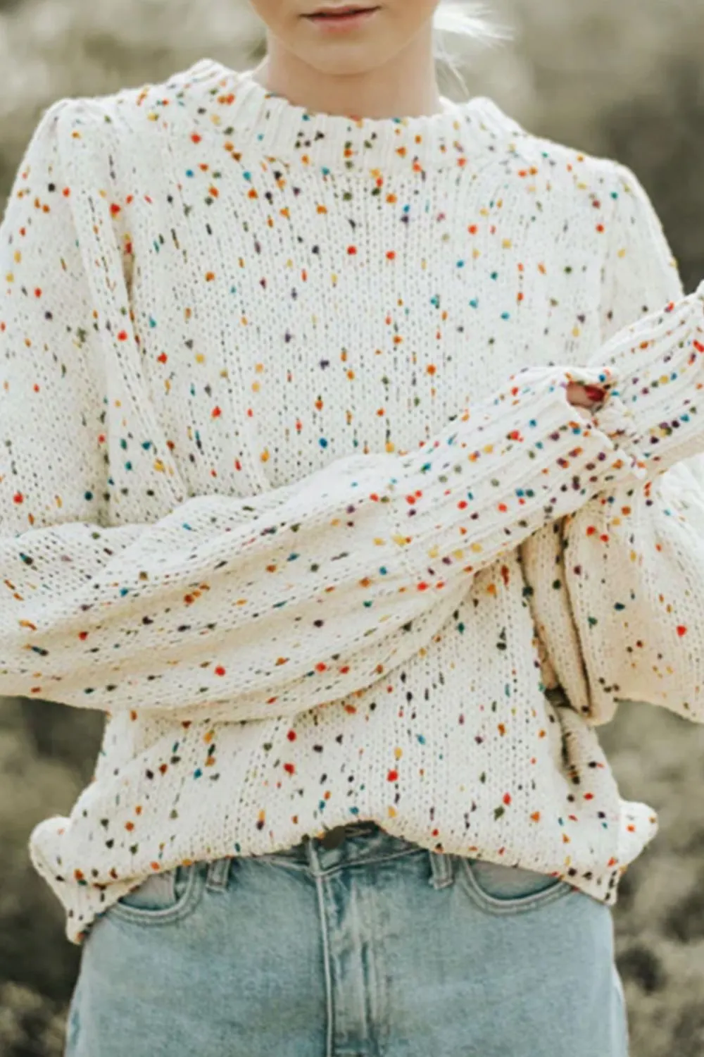 Maxct &Confetti Round Neck Long Sleeve Sweater