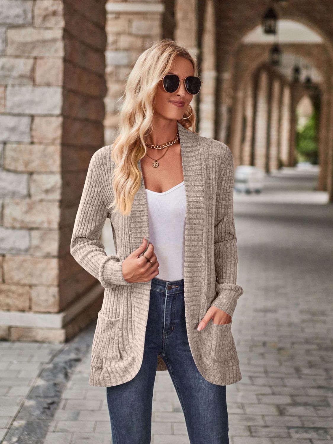 Maxct &Open Front Cardigan with Pockets